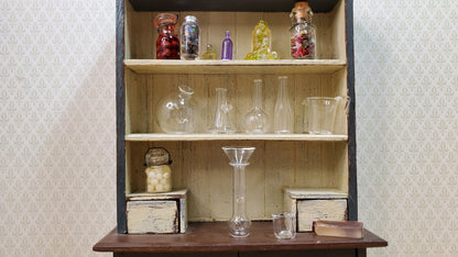 Dollhouse Miniature Mad Scientist Flask Jar Set Glass Beakers Funnel 1:12 Scale