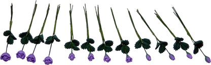 Dollhouse Lavender Roses Long Stem Loose Bouquet One Dozen 1:12 Scale Miniature