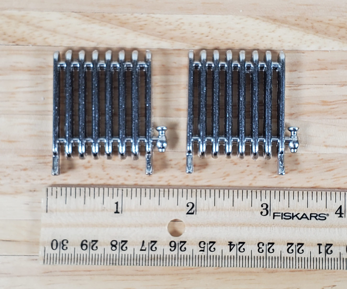 Dollhouse Radiators Metal Set of 2 SMALL Profile 1 3/4" Tall Miniature Accessories