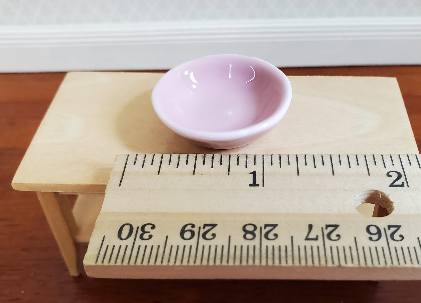 Dollhouse Large Pink Porcelain Bowl 1:12 Scale Miniature