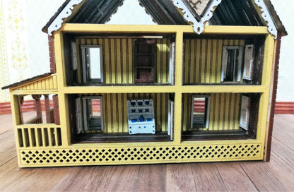 Dollhouse Miniature 1:144 Scale Kitchen Cabinet with Dishes Hand Painted Metal