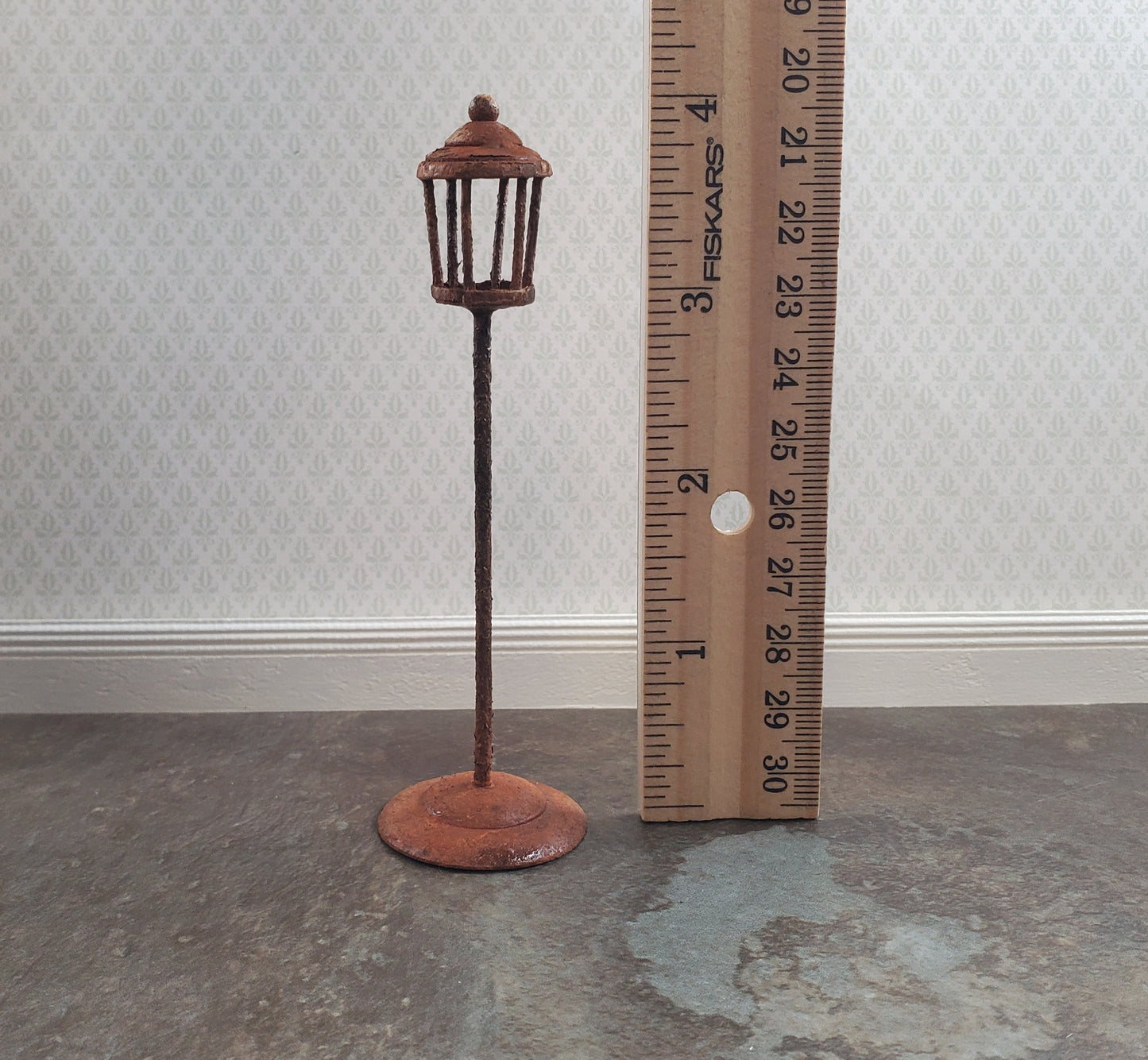 Miniature Lantern Rusted Distressed Metal Fairy Garden 1:24 Scale Dollhouse