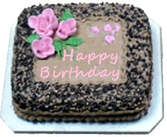 Dollhouse Happy Birthday Sheet Cake Chocolate 1:12 Scale Miniature Food Bakery
