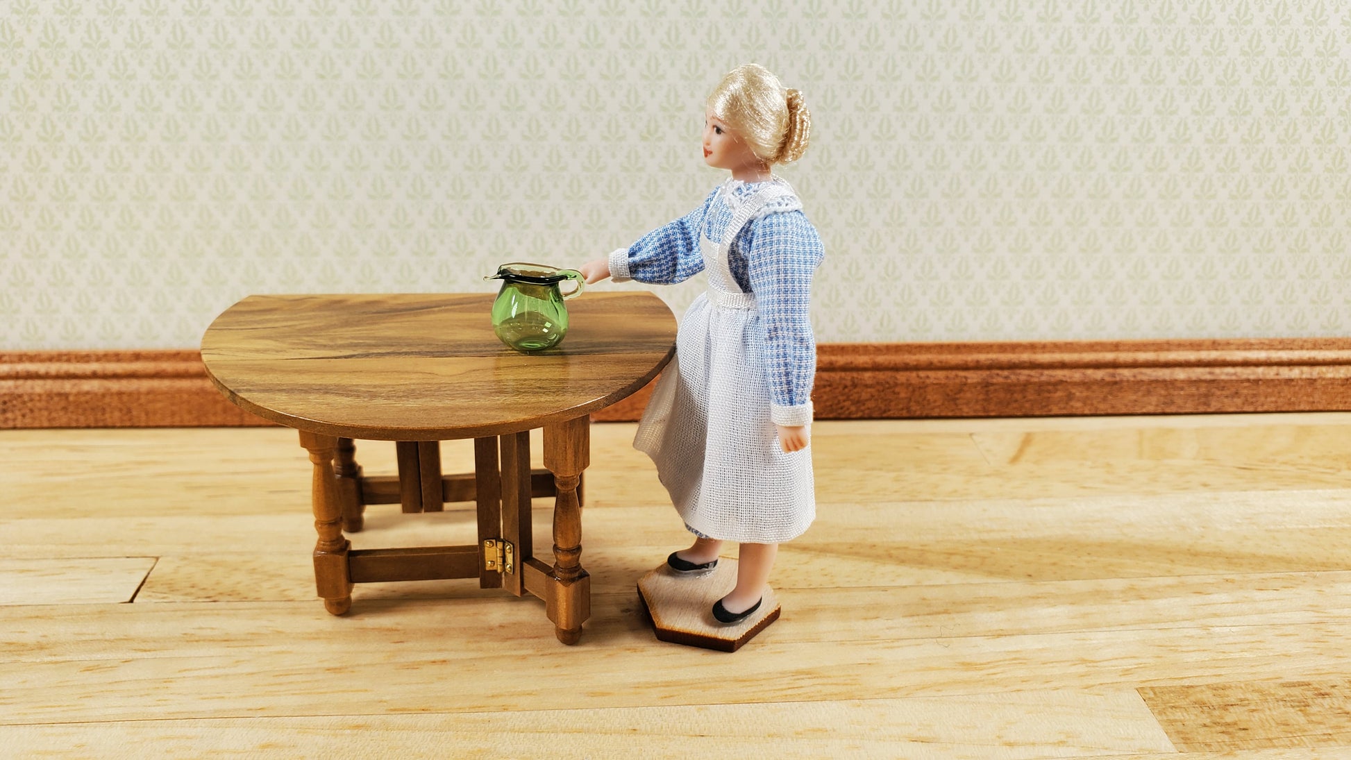 Dollhouse HALF SCALE Small Green Glass Pitcher 1:24 Miniature Kitchen