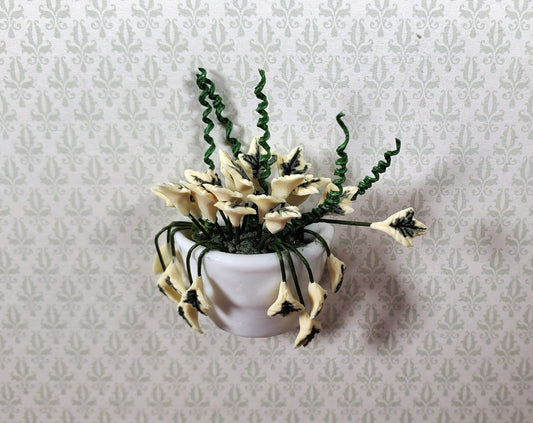 Dollhouse Variegated English Ivy in White Ceramic Wall Planter 1:12 Scale