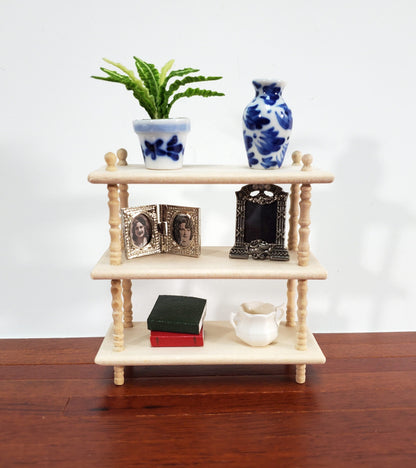 Dollhouse Bookshelf 3 Shelf Plant Stand or Bookcase 1:12 Scale Furniture Unfinished Unpainted