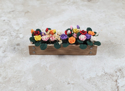 Dollhouse Multi Colored Roses in a 3.25" Window Box Planter 1:12 Scale Miniature