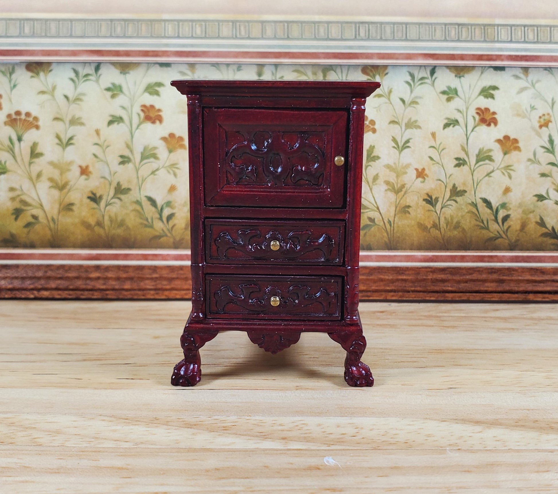 Dollhouse Nightstand Vintage Hansson Miniatures 1:12 Scale Mahogany Finish