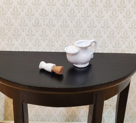 Dollhouse Shaving Mug with Brush Painted Metal Vintage Style 1:12 Scale Miniature Accessories