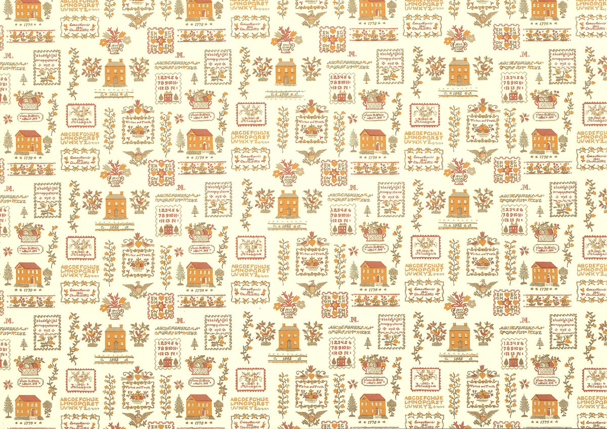 Dollhouse Kitchen Wallpaper 3pcs Sampler Rust Federal Colonial Style 1:12 Scale