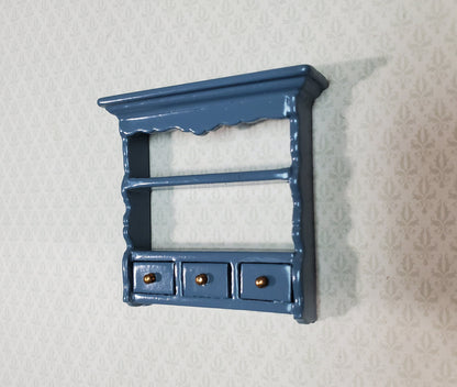 Dollhouse Spice Rack Small Wall Shelf with Drawers BLUE 1:12 Scale Miniature
