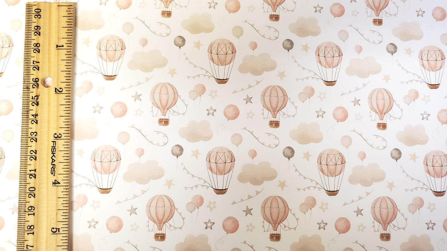 Dollhouse Nursery Wallpaper 3 Sheets Hot Air Balloons Beige 1:12 Scale Miniature