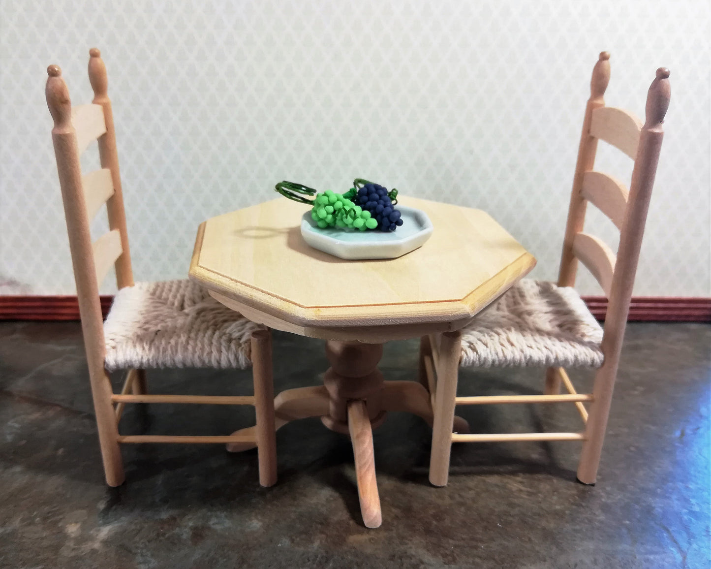 Dollhouse Miniature Ladderback Chair with Rush Seat for Kitchen or Dining Room 1:12 Scale Unfinished