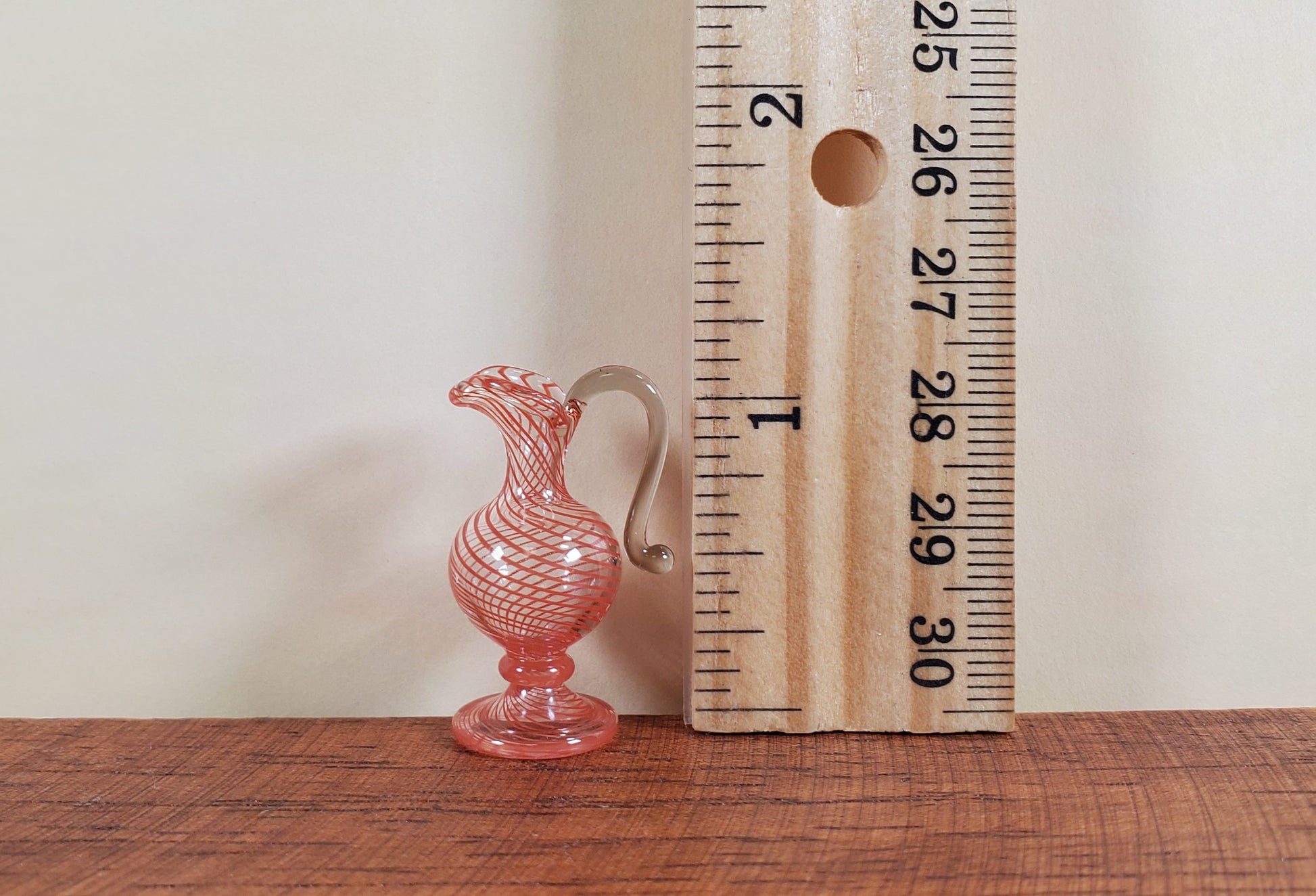 Miniature Tall Vase Pitcher Red Swirl Pattern Handmade 1:12 Scale Dollhouse
