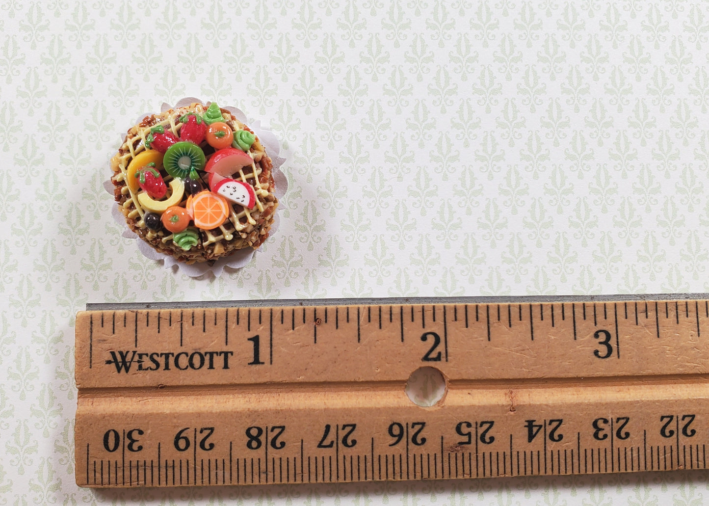 Dollhouse Fruit Topped Cake Sliced 1:12 Scale Miniature Dessert Food Bakery