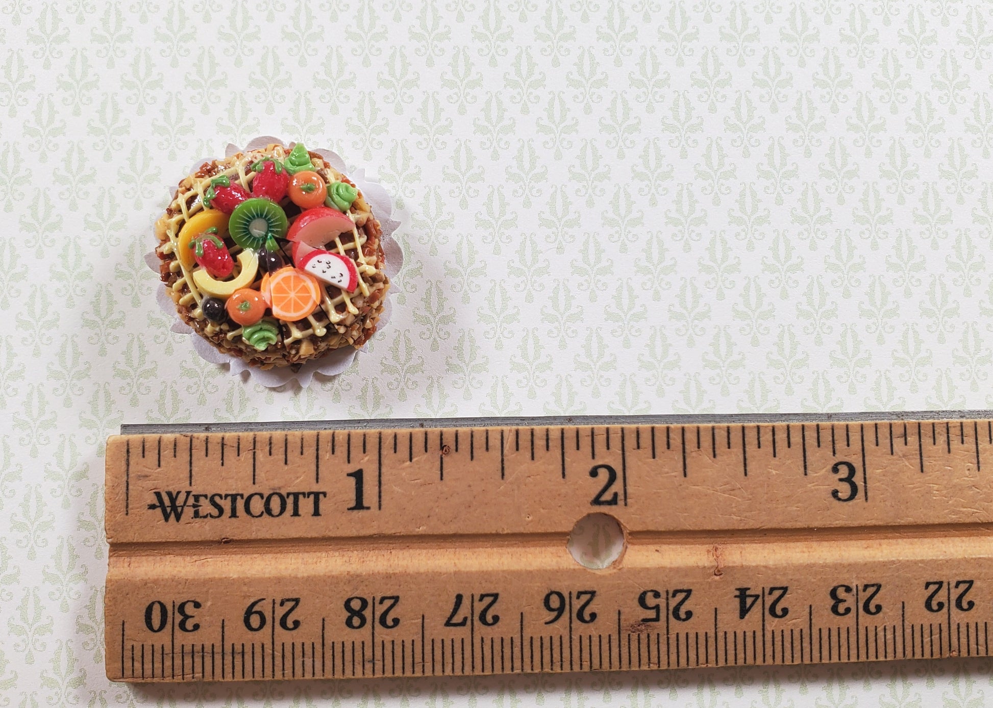 Dollhouse Fruit Topped Cake Sliced 1:12 Scale Miniature Dessert Food Bakery