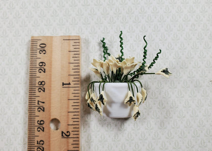 Dollhouse Variegated English Ivy in White Ceramic Wall Planter 1:12 Scale