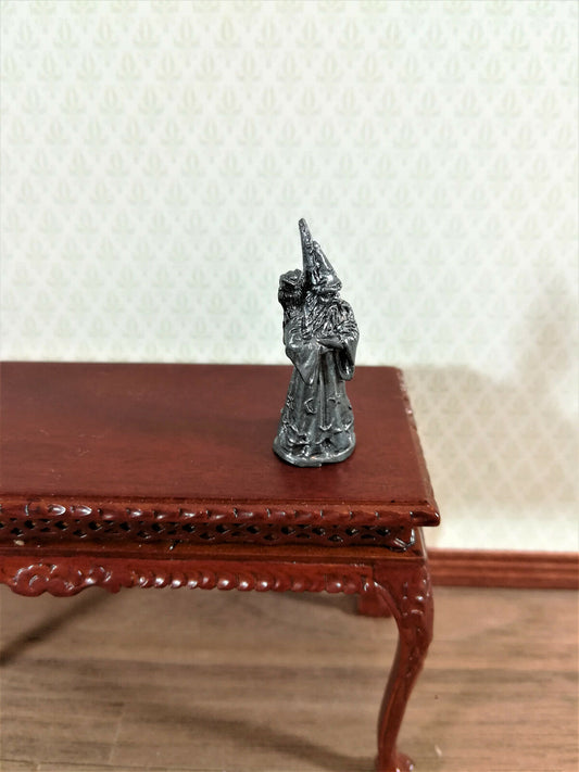 Dollhouse Miniature Wizard with Owl Statue Robed Bearded 1:12 Scale 1 1/4" Tall