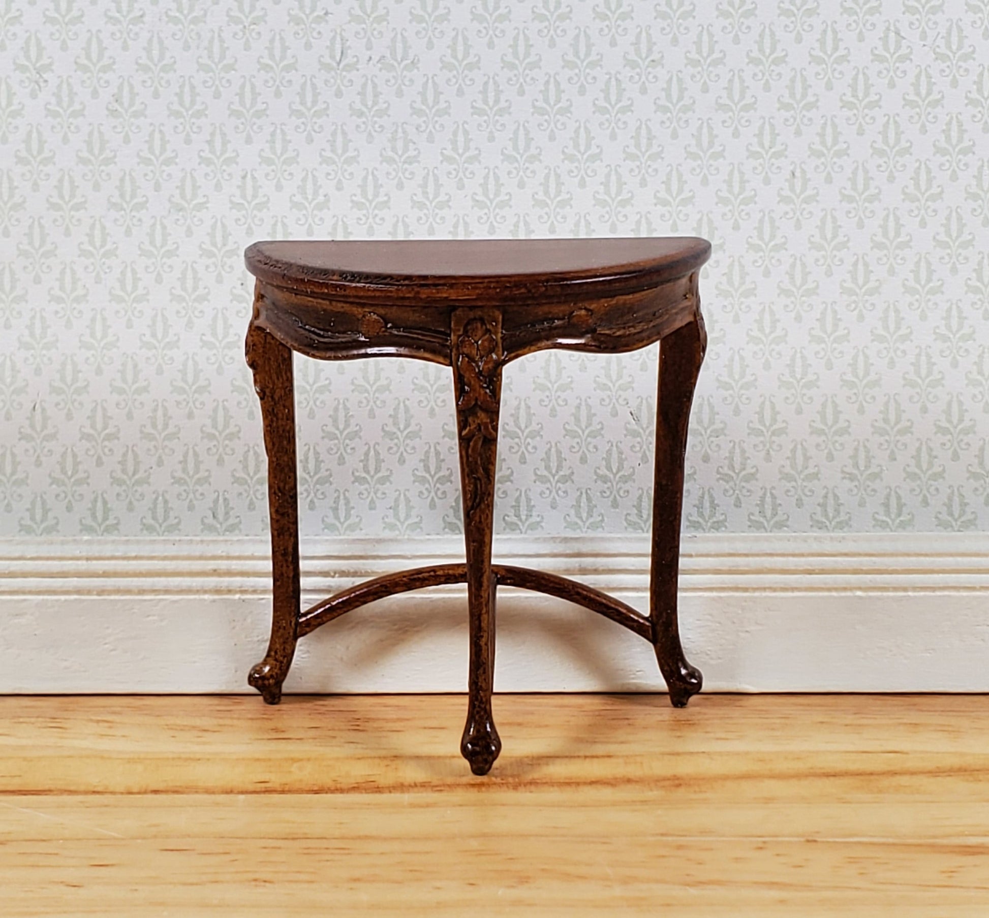 JBM Miniature Side Table Half Round SMALL Art Nouveau Style 1:12 Scale Dollhouse