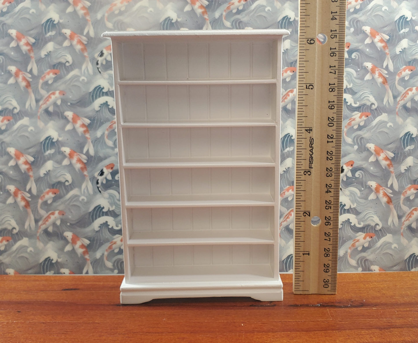 Dollhouse Tall Bookcase White Shelves Bookshelf 1:12 Scale Miniature Furniture