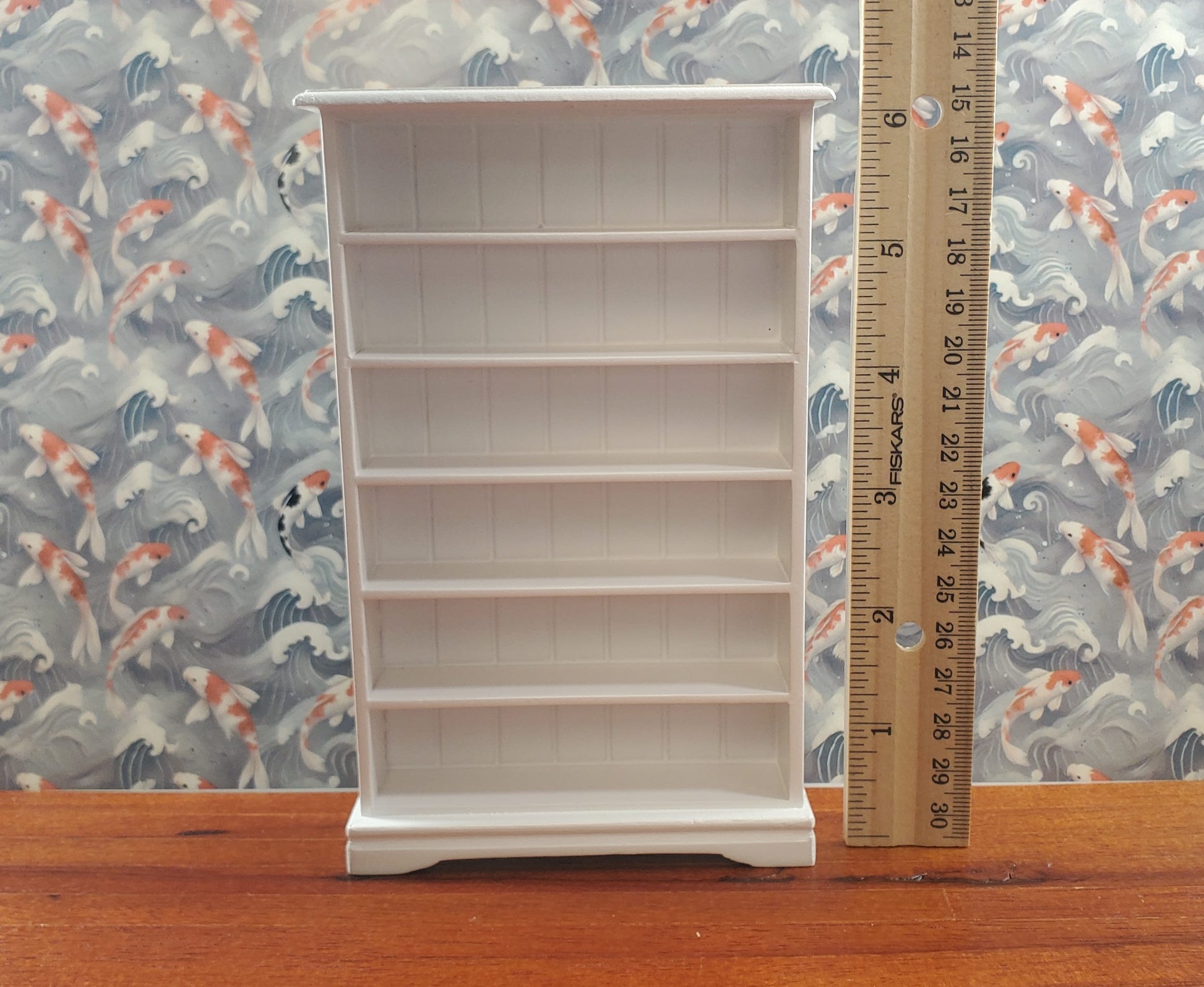 Dollhouse Tall Bookcase White Shelves Bookshelf 1:12 Scale Miniature Furniture