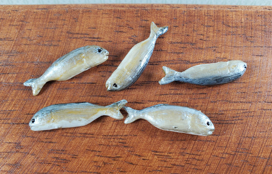 Miniature Fish Set of 5 for Dollhouses Seafood Market Grocery Store 1 1/8"