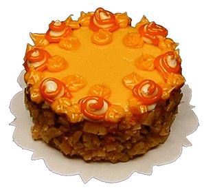 Dollhouse Cream Puff Topped Caramel Cake 1:12 Scale Miniature Dessert Bakery