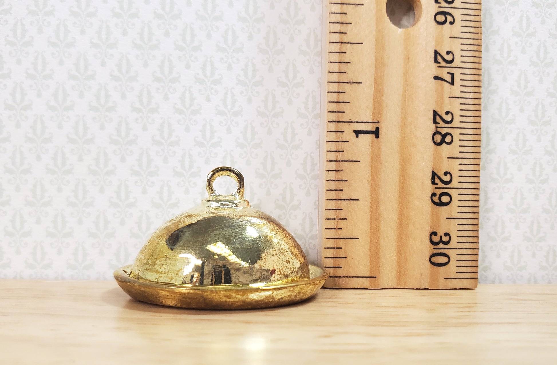 Dollhouse Tray Platter with Lid Gold Metal Finish 1:12 Scale Miniature Accessory