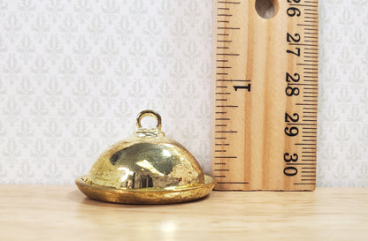 Dollhouse Tray Platter with Lid Gold Metal Finish 1:12 Scale Miniature Accessory
