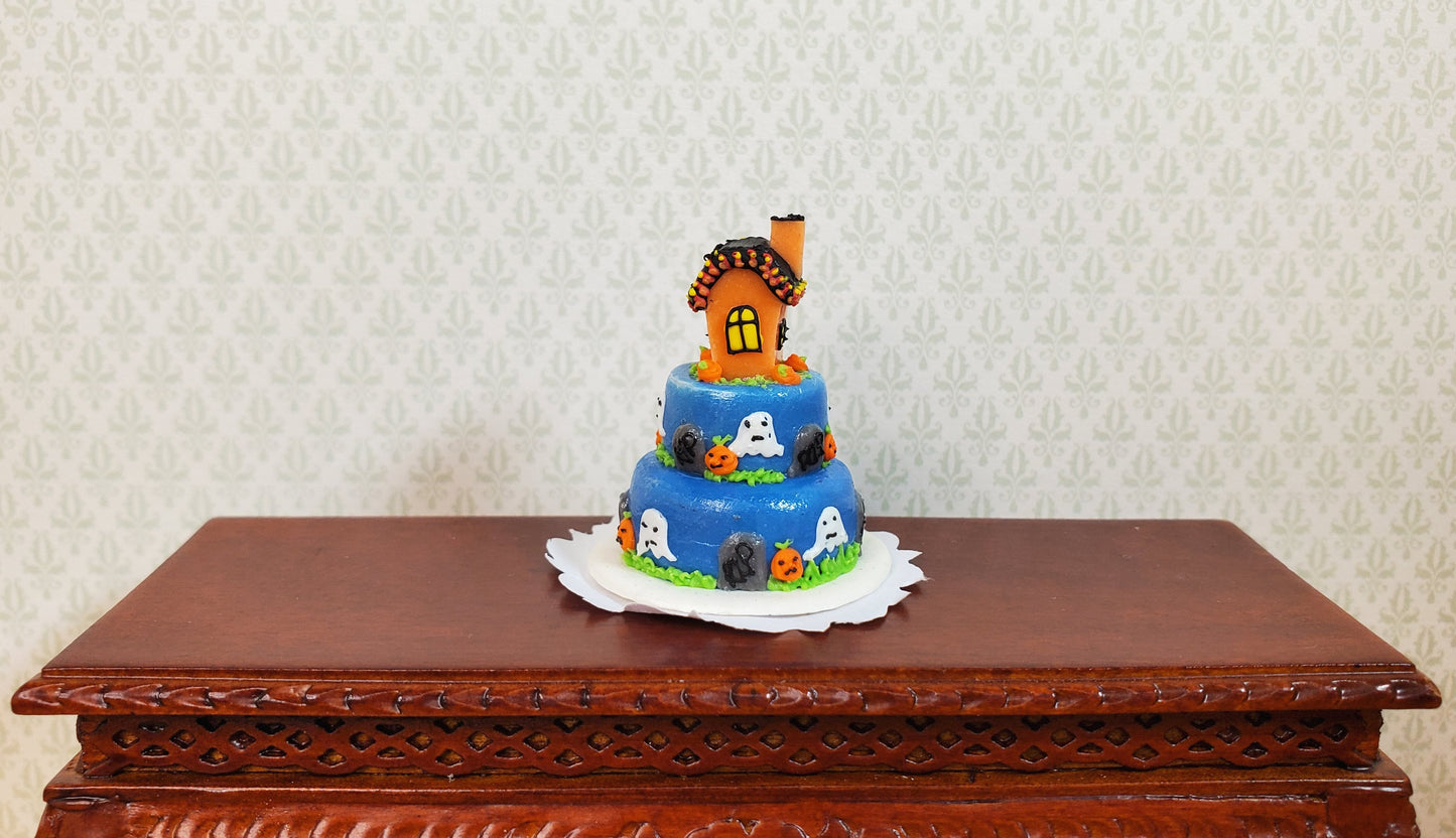 Dollhouse Ghostly Haunt 3 Tier Cake 1:12 Scale Miniature Dessert Food