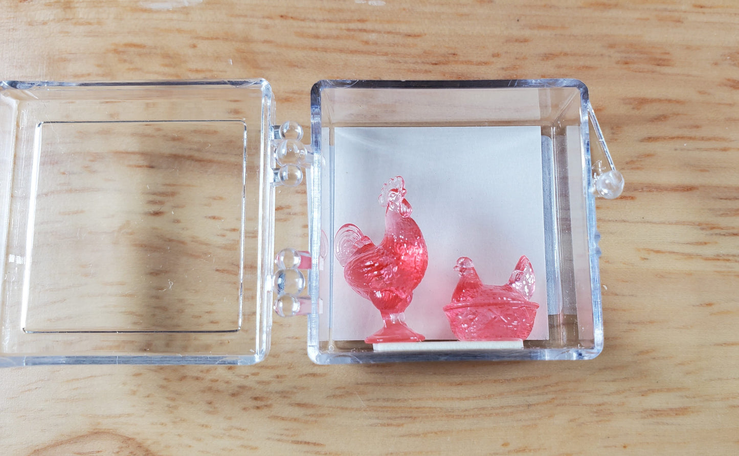 Dollhouse 2 Tiny Pink Rooster & Hen Figurines 1:12 Scale by Chrysnbon Miniatures