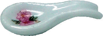 Dollhouse White Ceramic Spoon Rest with Floral Motif 1:12 Scale Miniatures