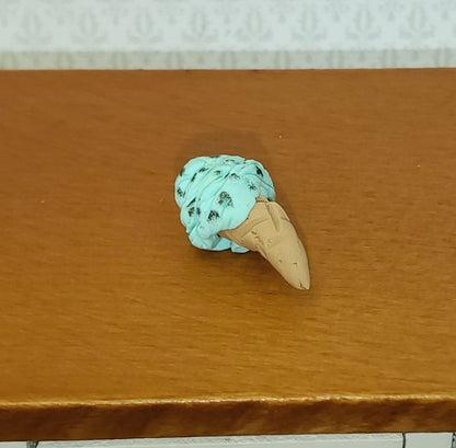 Dollhouse Ice Cream Cone Mint Chocolate Chip 1:12 Scale Miniature Food Hand Crafted
