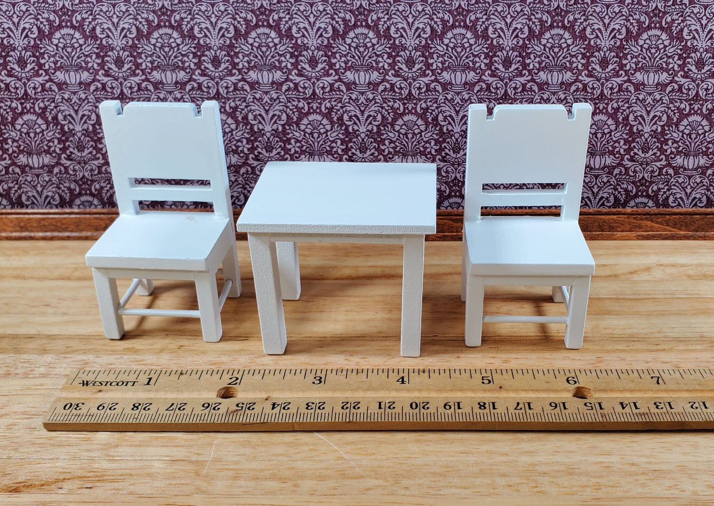 Dollhouse Small Table & Chairs Set Child Size 1:12 Scale Miniature Furniture