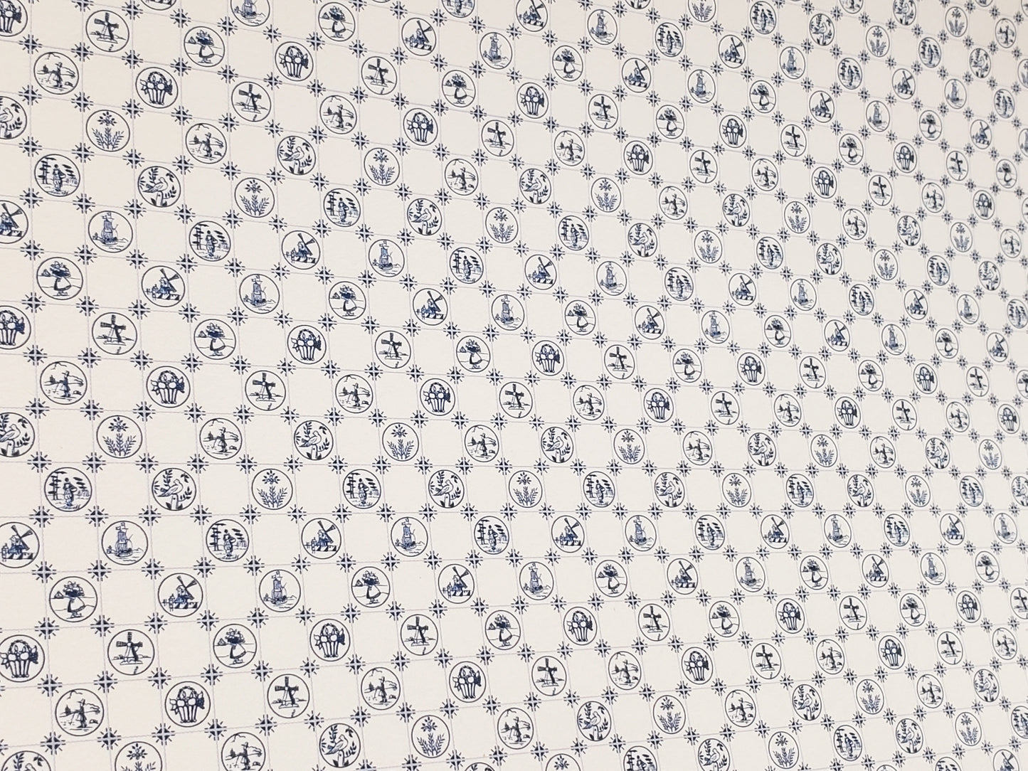 Dollhouse HALF SCALE Wallpaper 3 Sheets Dutch Delft Blue 1:24 Scale Miniature