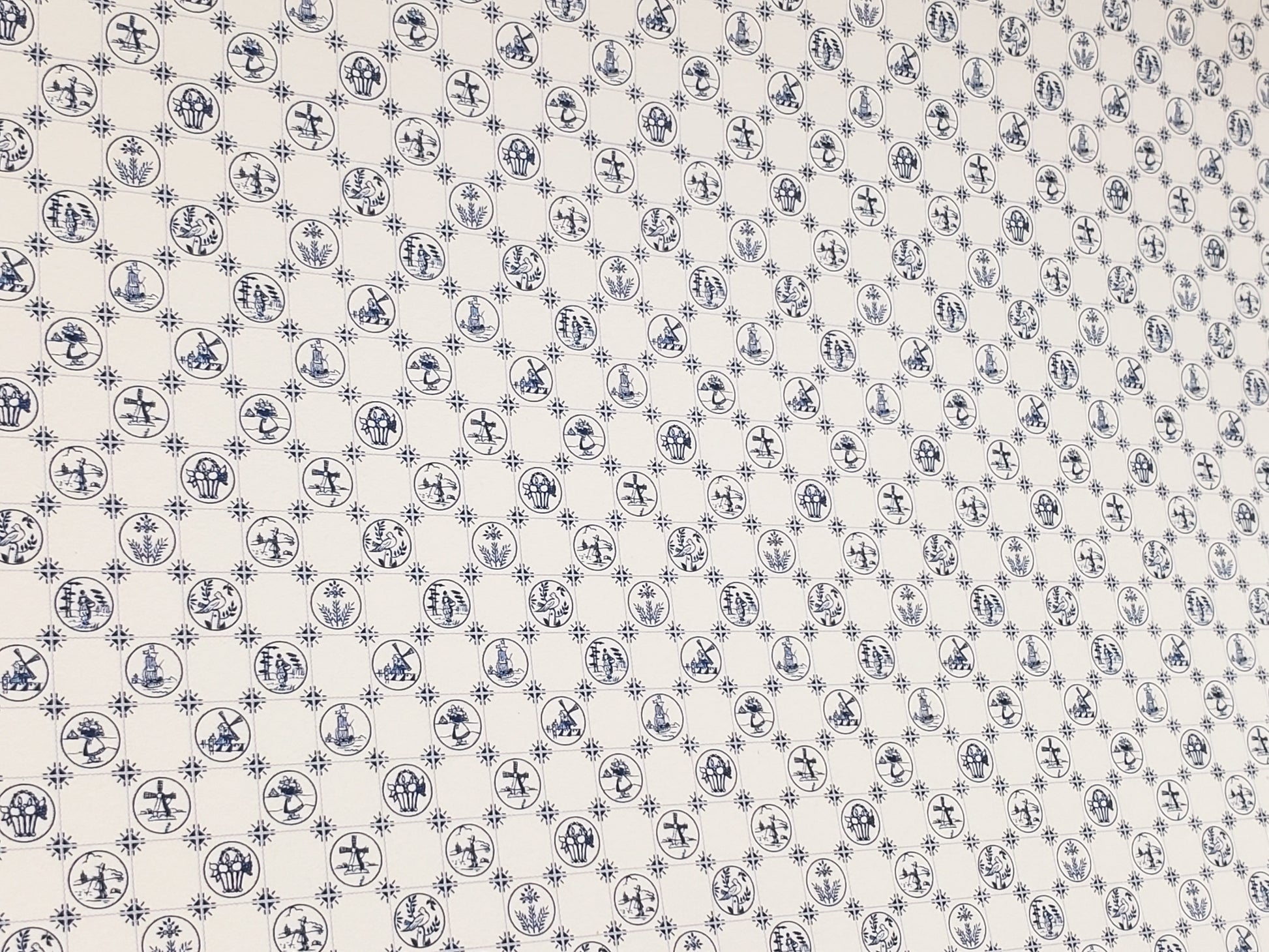 Dollhouse HALF SCALE Wallpaper 3 Sheets Dutch Delft Blue 1:24 Scale Miniature