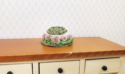 Dollhouse Victorian Hat Green with Pink Roses Handmade 1:12 Scale Miniature