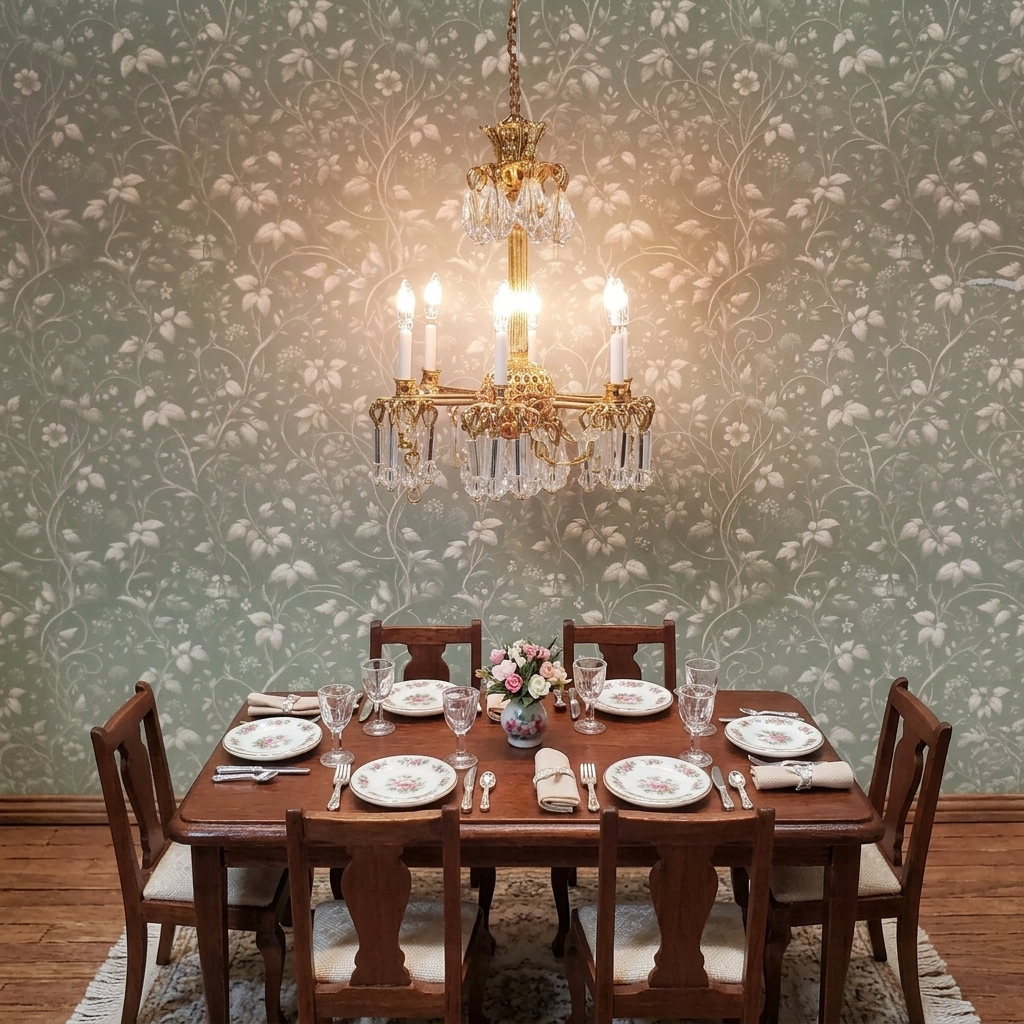 Dollhouse Chandelier 6 Arm Real Glass Crystals 12 Volt 1:12 Scale