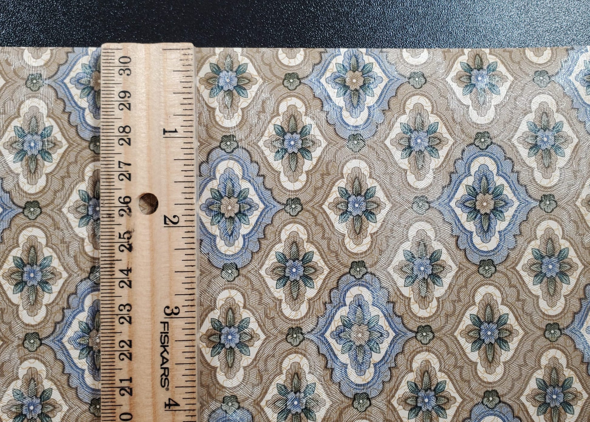 Dollhouse Wallpaper Floral Medallion Beige 3 Sheets 1:12 Scale Miniature