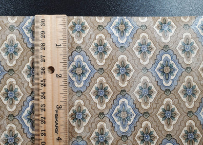 Dollhouse Wallpaper Floral Medallion Beige 3 Sheets 1:12 Scale Miniature