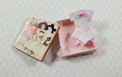 Dollhouse Victorian Corset in Gift Box 1:12 Scale Miniature Decor