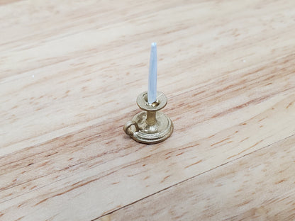 Dollhouse Chamber Candle Holder with Candle Gold 1:12 Scale Miniature Metal
