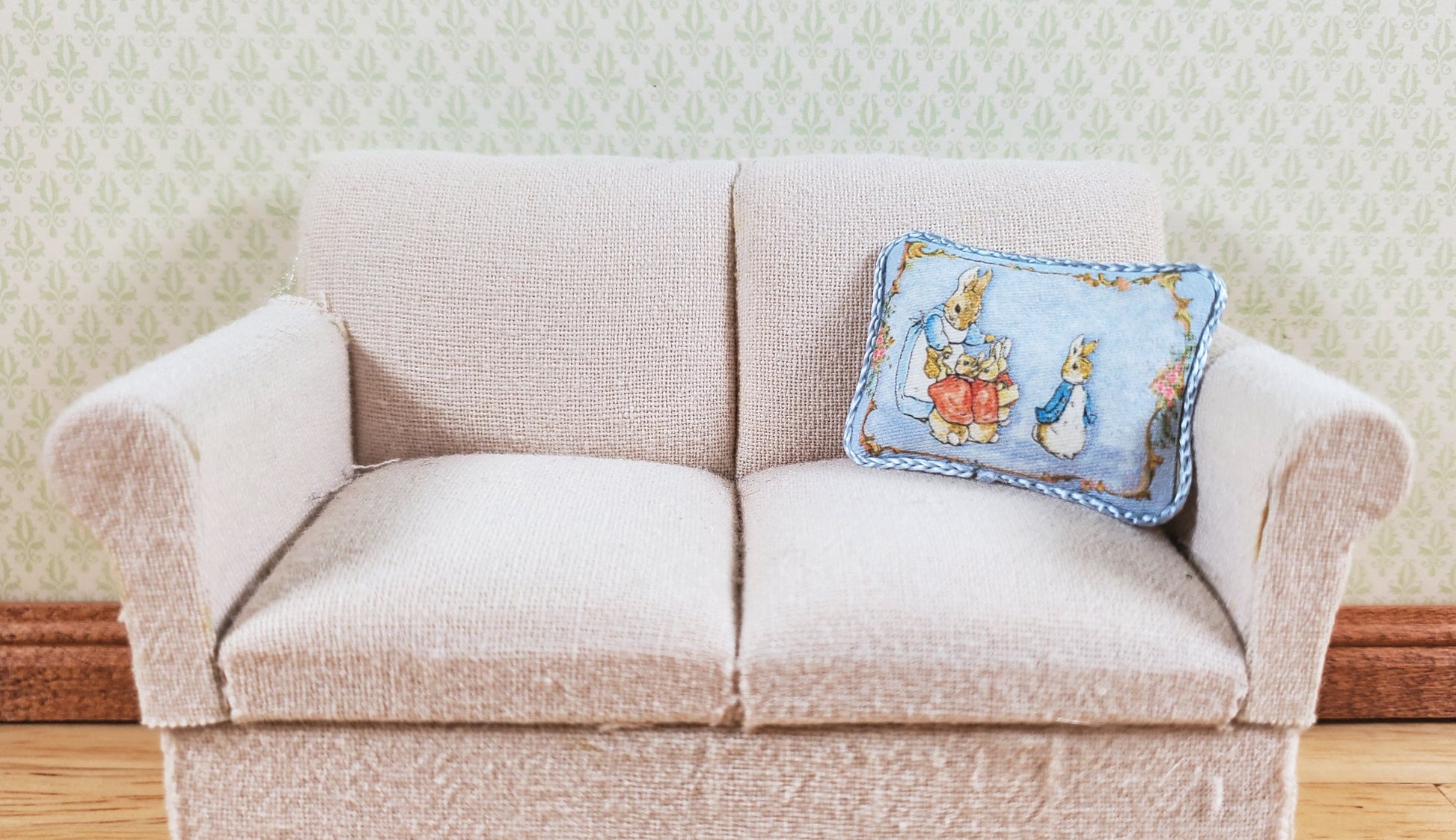 Dollhouse Pillow Peter Rabbit Beatrix Potter Handmade 1:12 Scale Miniature
