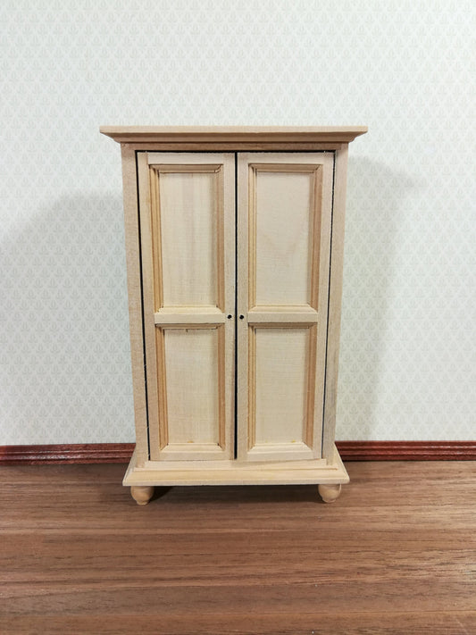 Dollhouse Miniature Wardrobe Armoire Closet Large Furniture 1:12 Scale Unpainted Wood