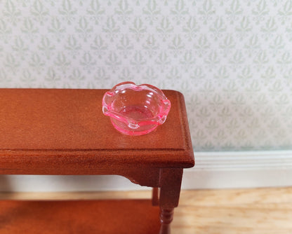 Dollhouse Pink Glass Candy Dish or Serving Bowl 1:12 Scale Miniature