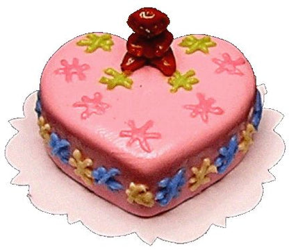 Dollhouse Pink Teddy Bear Cake 1:12 Scale Miniature Kitchen Dessert Food Bakery