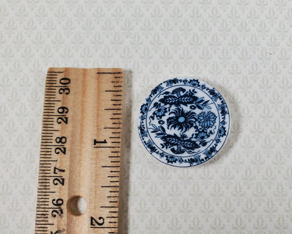 Dollhouse Ceramic Platter Large Plate Blue & White 1:12 Scale Miniature 1 1/4"