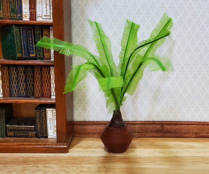 Dollhouse Potted Sago Palm in Brown Clay Pot 1:12 Scale Miniature Houseplant