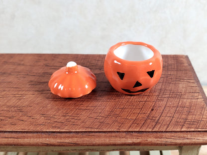 Dollhouse Ceramic Pumpkin Cookie Jar Halloween Decor 1:12 Scale Miniature