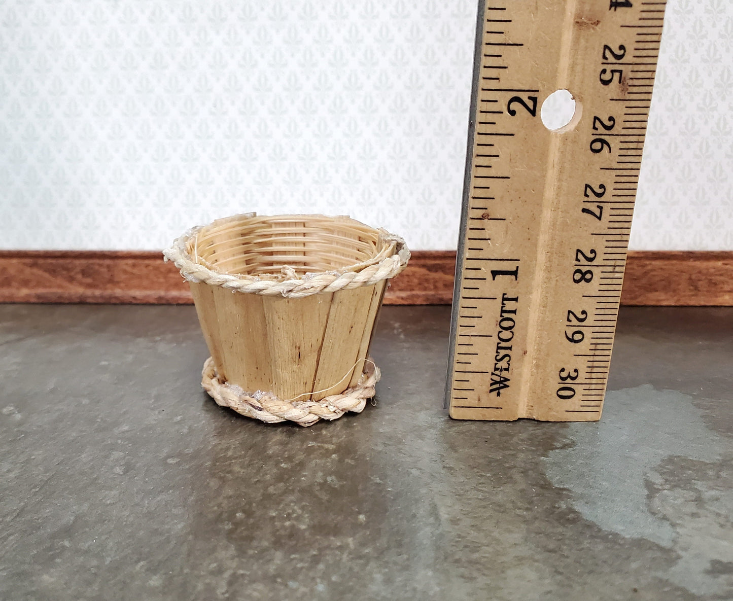 Dollhouse Bushel Basket Empty Natural Fiber 1:12 Scale Miniature